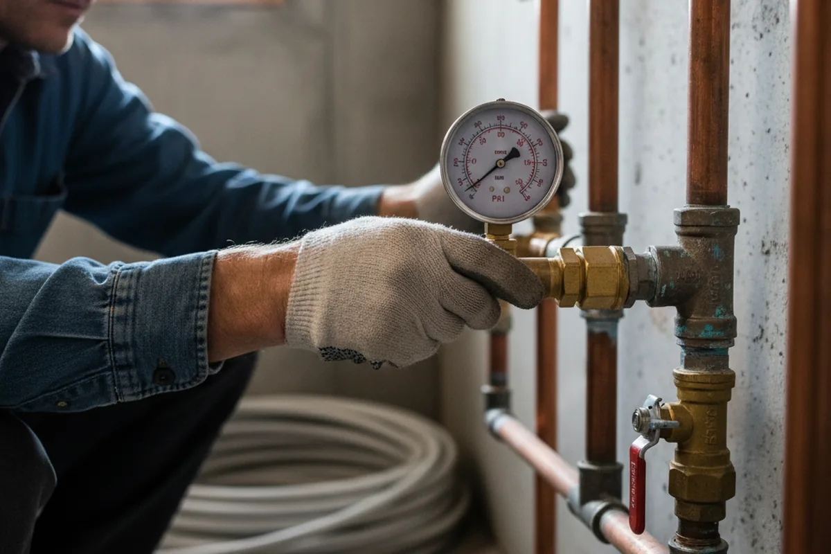 Pressure testing a repaired line during Water Line Repair in Saint Charles